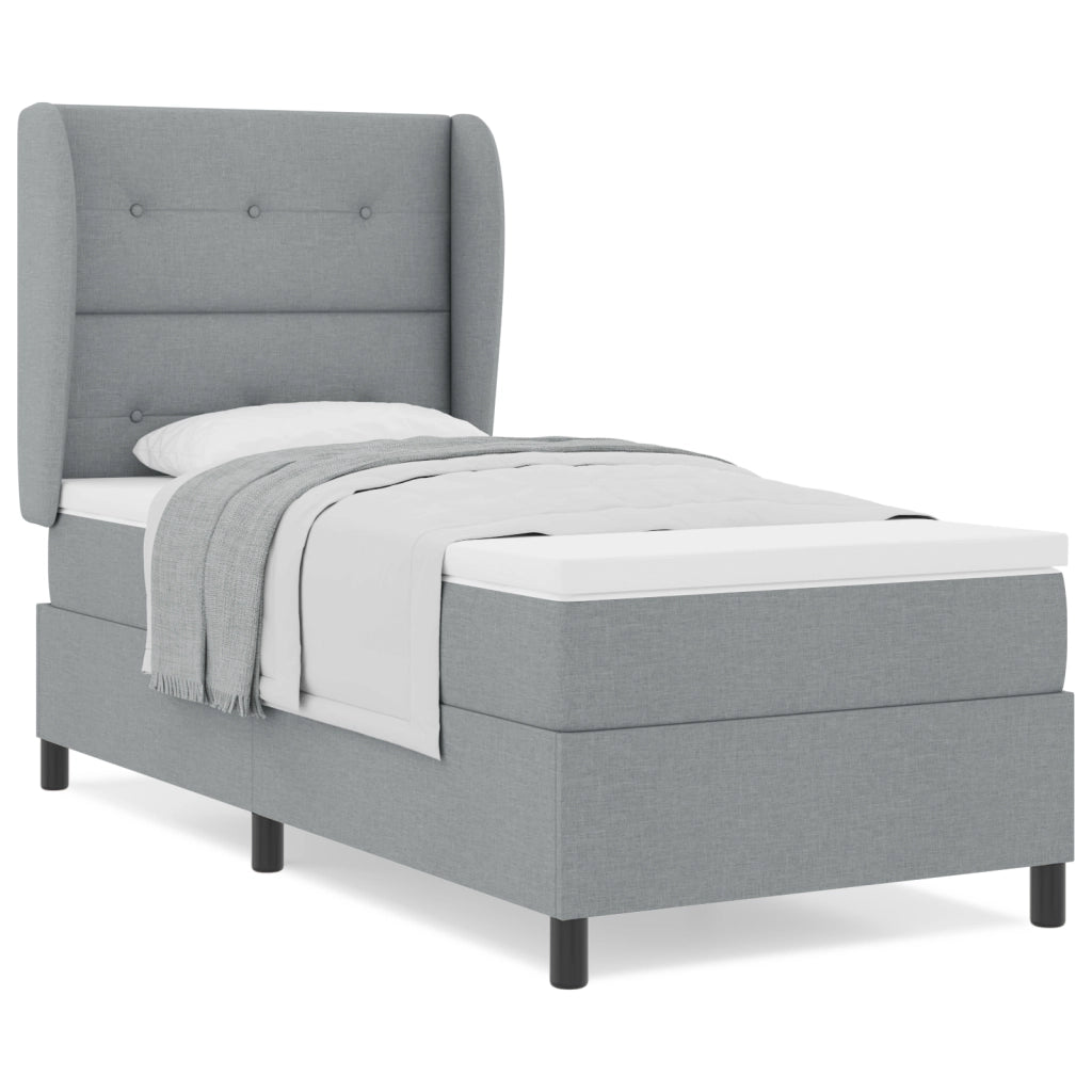 Rete a doghe con materasso Grigio chiaro 90x190 cm Tessuto