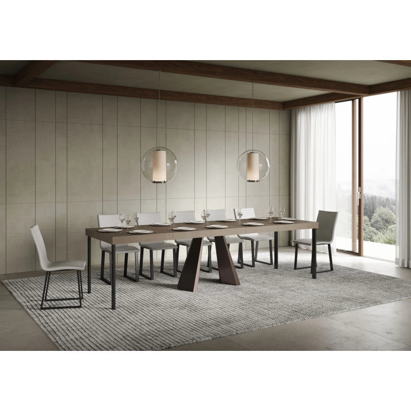 Consolle allungabile 90x40/300 cm Diamante Premium telaio Orso - Tortora