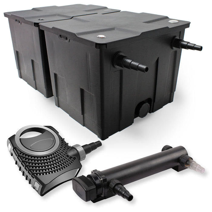 Set Filtro a 2 camere laghetto 60000l con Chiarificatore UVC 24W 3ª serie Pompa NEO7000 50W