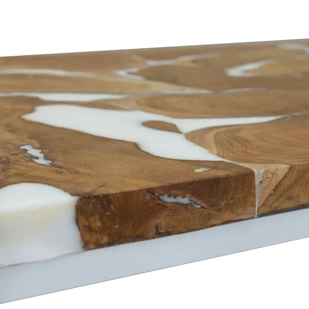 Tavolino da Salotto in Legno di Teak e Resina 110x60x40 cm 244553