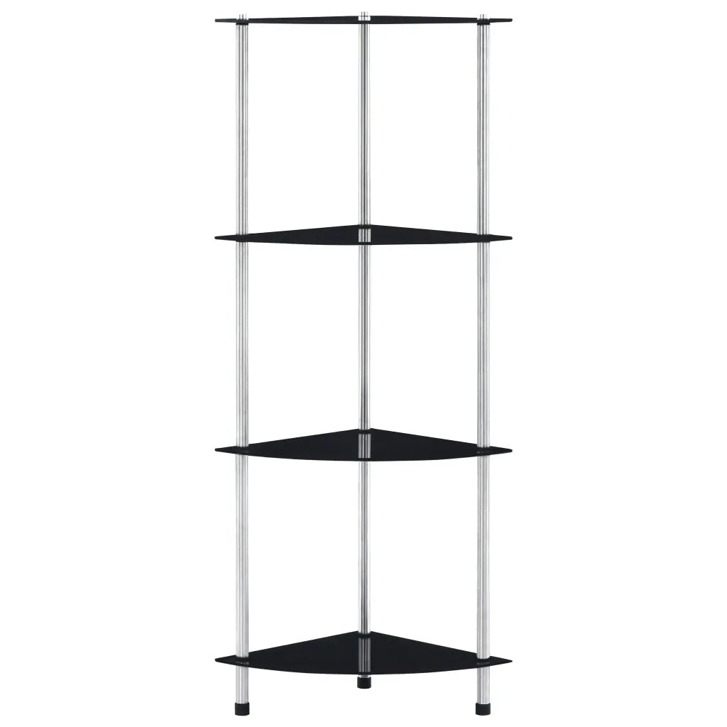 Scaffale a 4 Livelli Nero 30x30x100 cm in Vetro Temperato CFW9490289