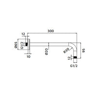 Braccio doccia tondo 30 cm cromato con attacco universale