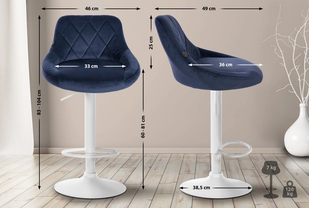 2er Set Barhocker Lazio Samt weiЯ