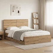 Bed Frame with Storage and Headboard Artisan Oak 120 x 200 cm 3445806