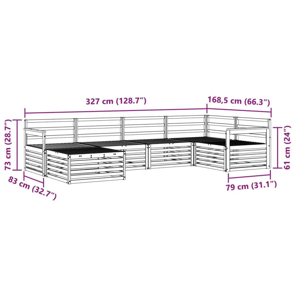Set di divani da esterno 6 pcs Naturale 3373724