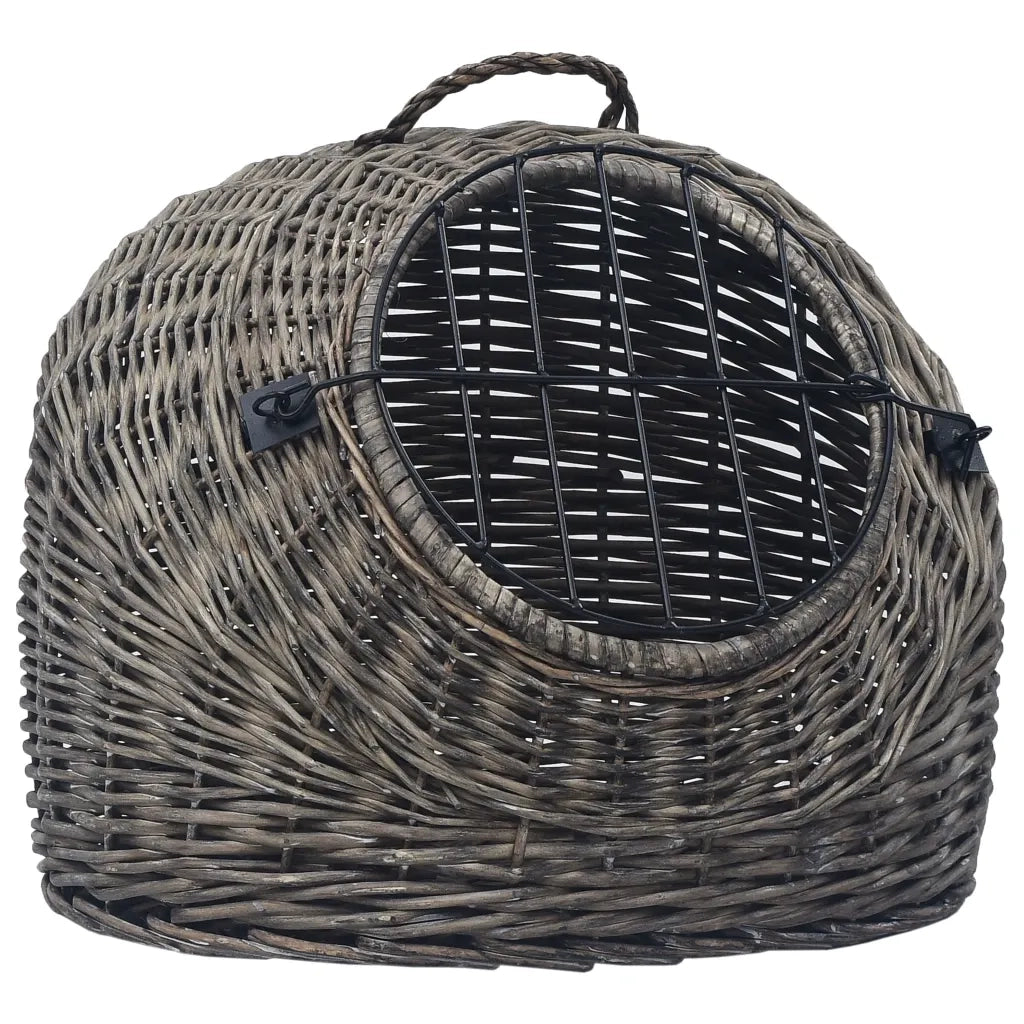 Trasportino per Gatti Grigio 60x45x45 cm in Salice Naturale CFW2197560