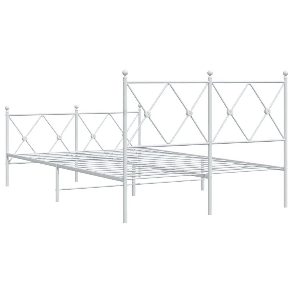 Giroletto con Testiera e Pediera-Struttura Letto Metallo Bianco 120x200 cm 161985