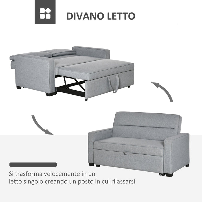 Divano Letto 2 Posti 154x87x89 cm in Tessuto Grigio