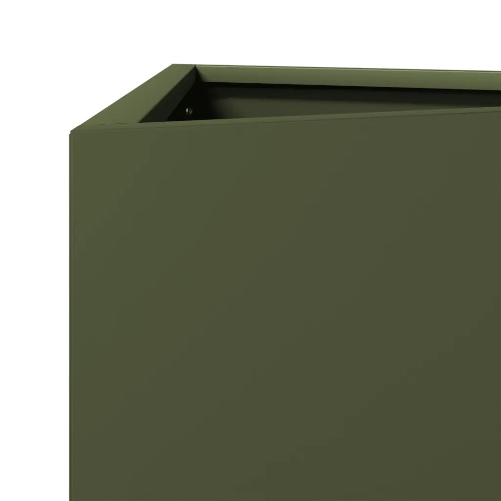Fioriera | Cassetta per fiori | Vaso Verde Oliva Triangolare 40x34,5x75 cm in Acciaio