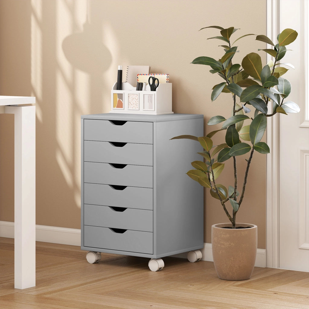 Scrivania con cassetti ¨C ZephMum ¨C Grigio 6 cassetti ruote