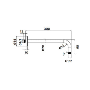 Braccio doccia tondo 30 cm oro opaco con attacco universale