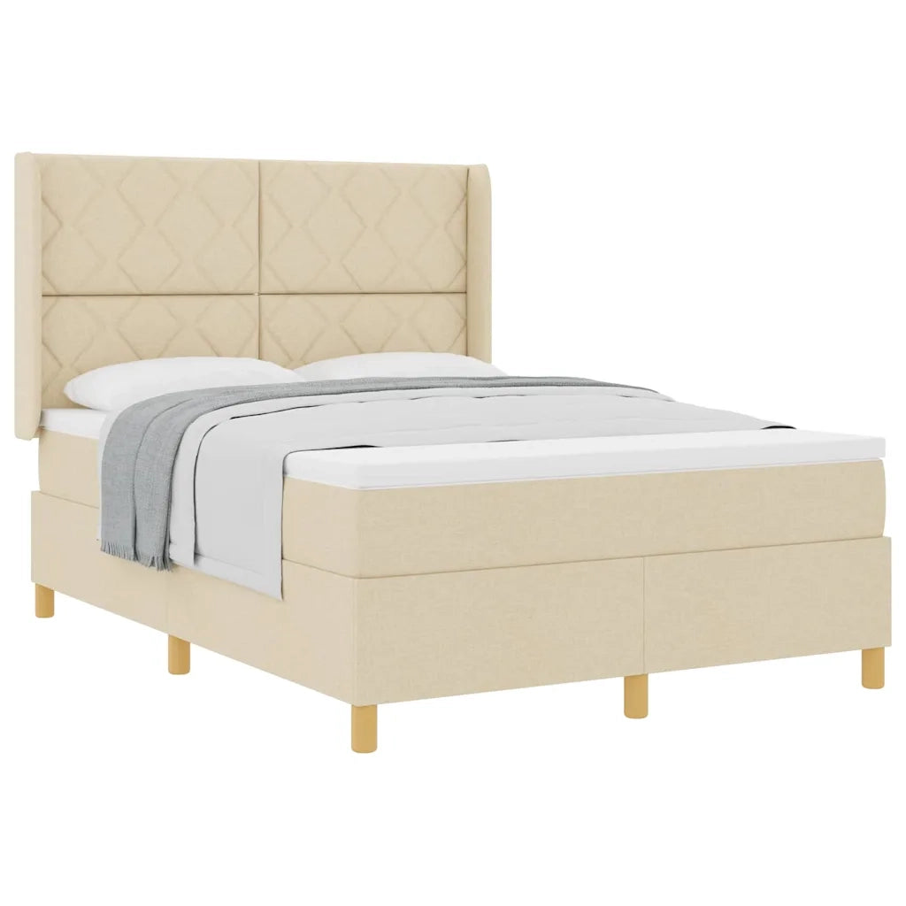 Letto a Molle con materasso Crema 140 x 200 cm Tessuto 3341901