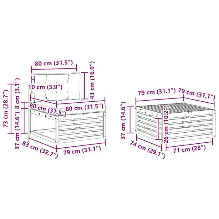 Set di divani da esterno 7 pcs Grigio Naturale e Chiaro 3373046