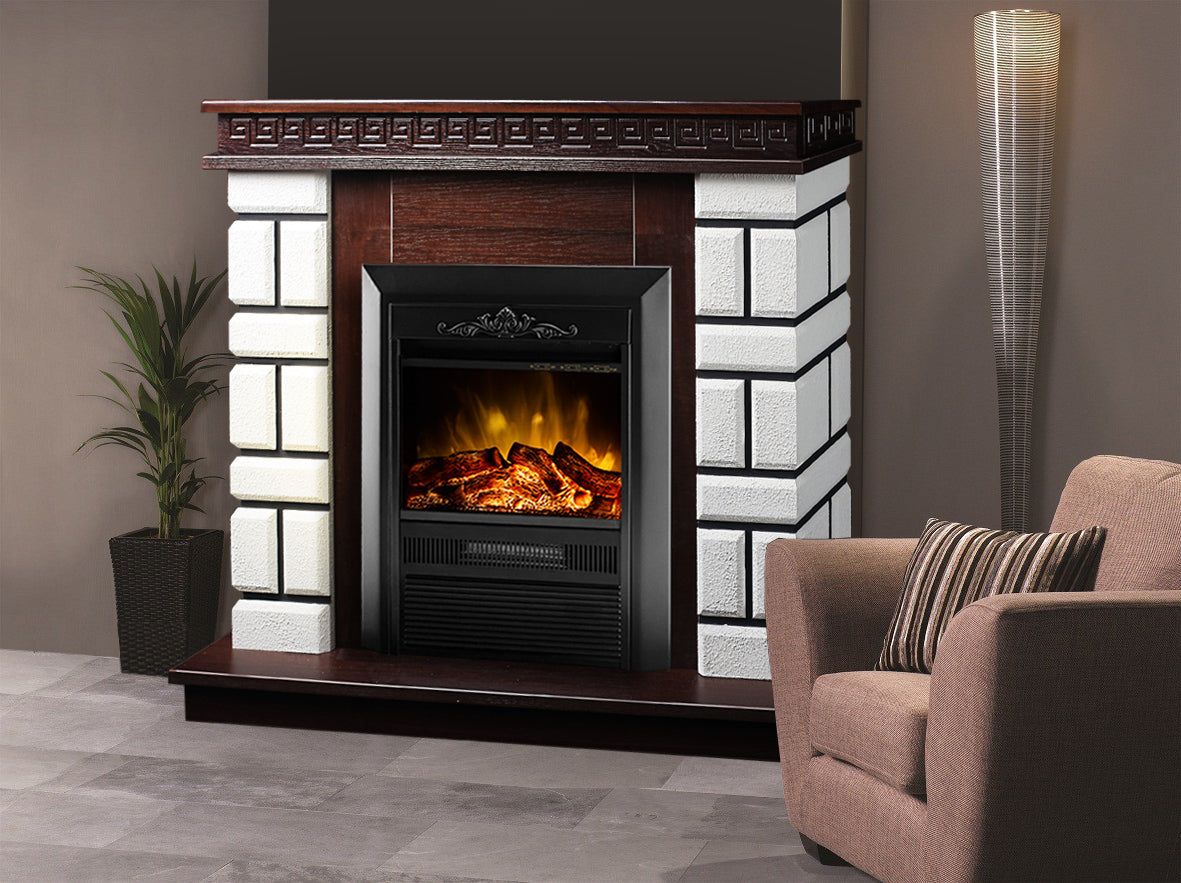 Camino Elettrico da Pavimento 87,4x108x24,5 cm Effetto Fiamma 2000W Nazarii mini & Cristina Noce