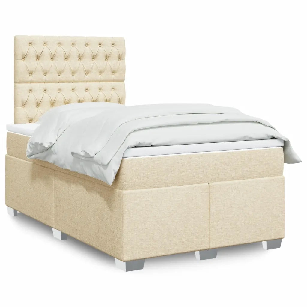 vidaXL Giroletto a Molle con Materasso Crema 120x190 cm in Tessuto
