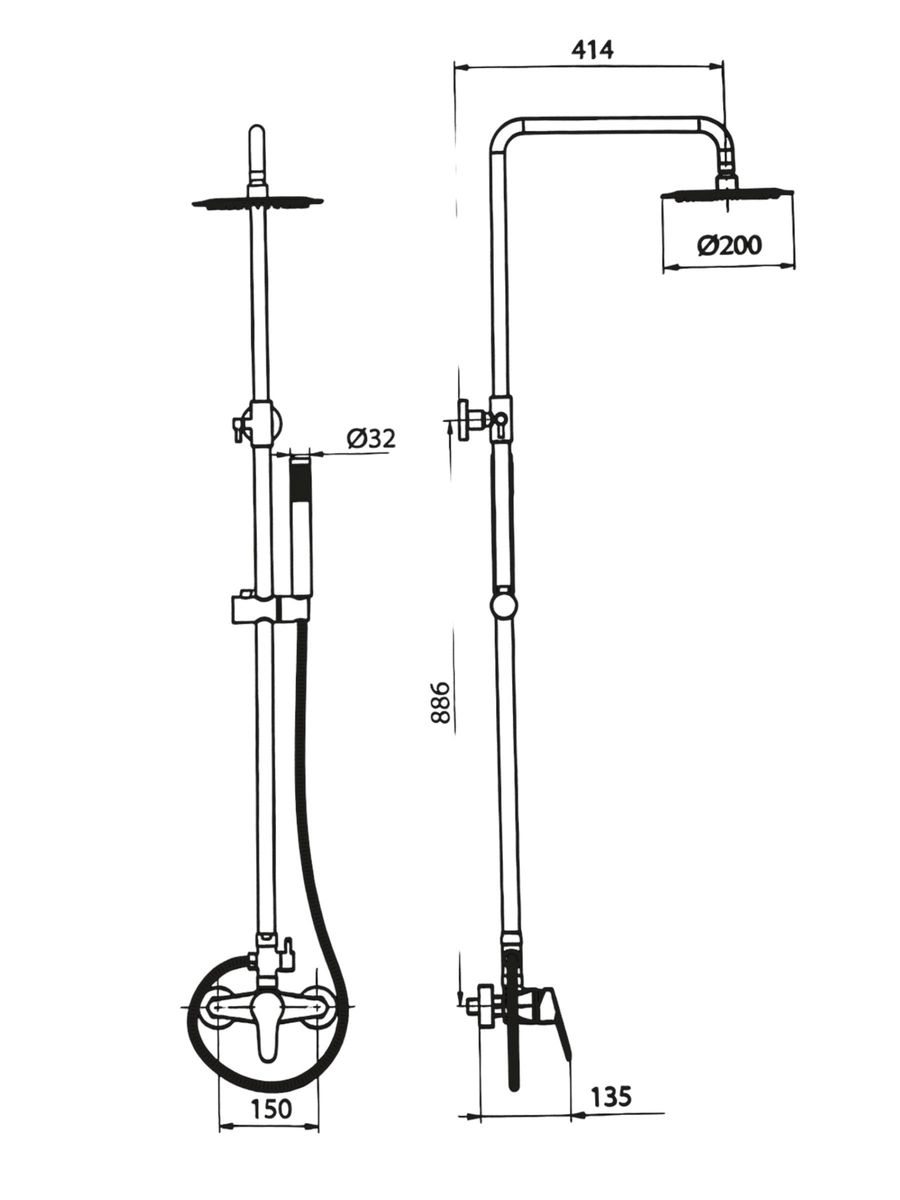 Colonna doccia completa di miscelatore pronta per l'installazione