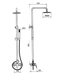 Colonna doccia completa di miscelatore pronta per l'installazione