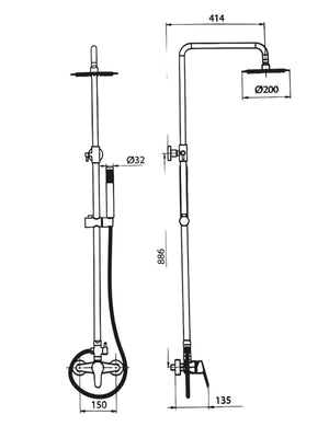 Colonna doccia completa di miscelatore pronta per l'installazione