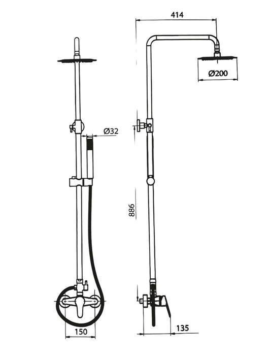 Colonna doccia completa di miscelatore pronta per l'installazione