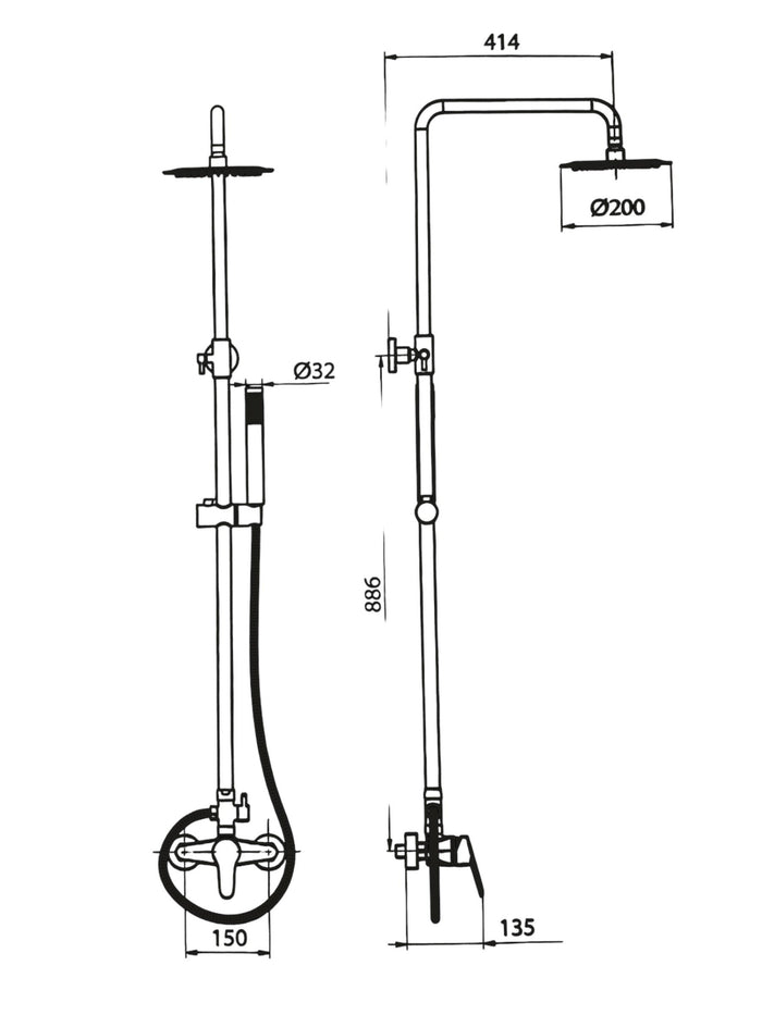 Colonna doccia completa di miscelatore pronta per l'installazione