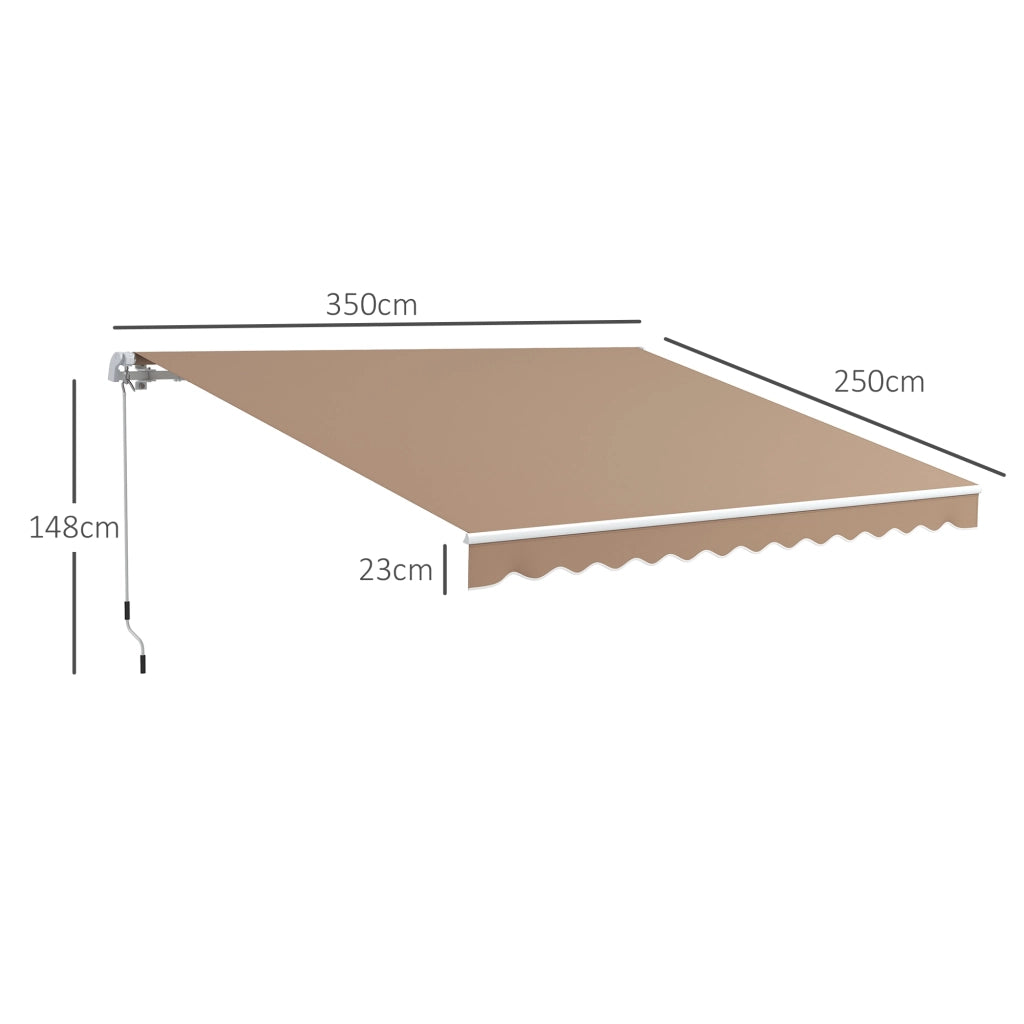 Tenda da Sole per Esterno 350x250 cm Avvolgibile a Bracci con Apertura a Manovella Marrone