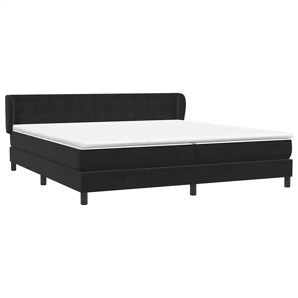 Giroletto a Molle con Materassi Nero 200x220 cm in Velluto 3317921