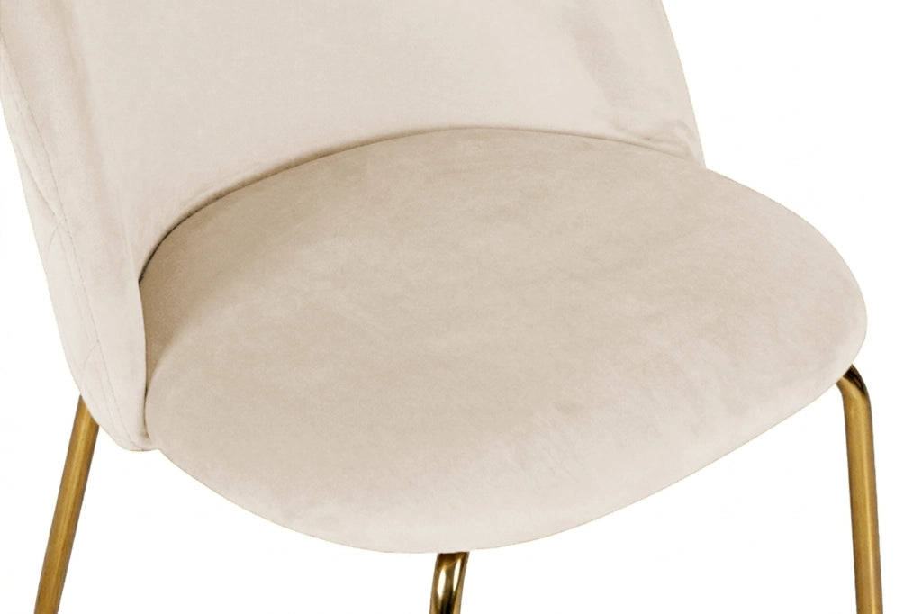 Set di 2 sedie da pranzo imbottite in velluto beige piede oro - Nicole - SD11NIG