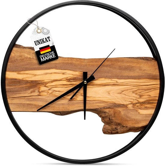 Orologio da Parete senza Suono Tintinnante in Legno di Olivo Manufatto a Mano Moderno Grande Decorativo Orologio da Cucina Orologio da Sala Orizzonte