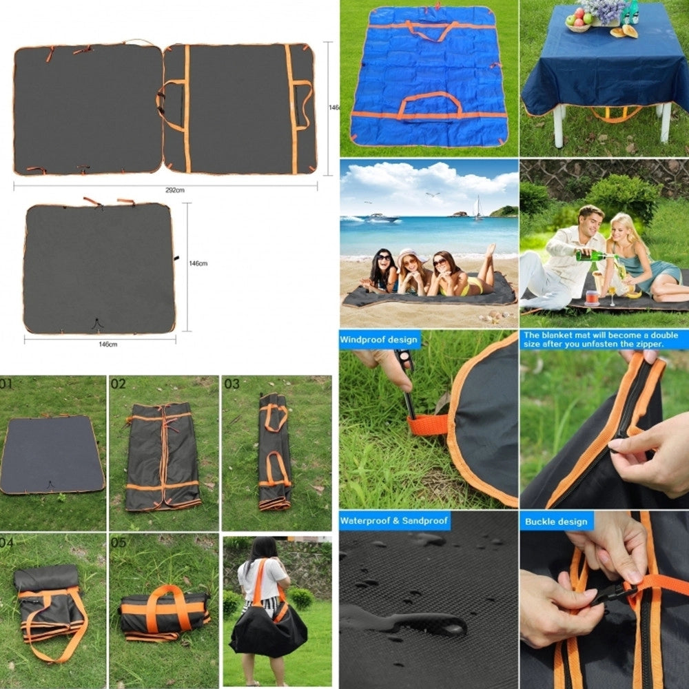 Trade Shop - Telo Tappeto Impermeabile Picnic Pieghevole Borsa Coperta Mare Campeggio Viaggio -