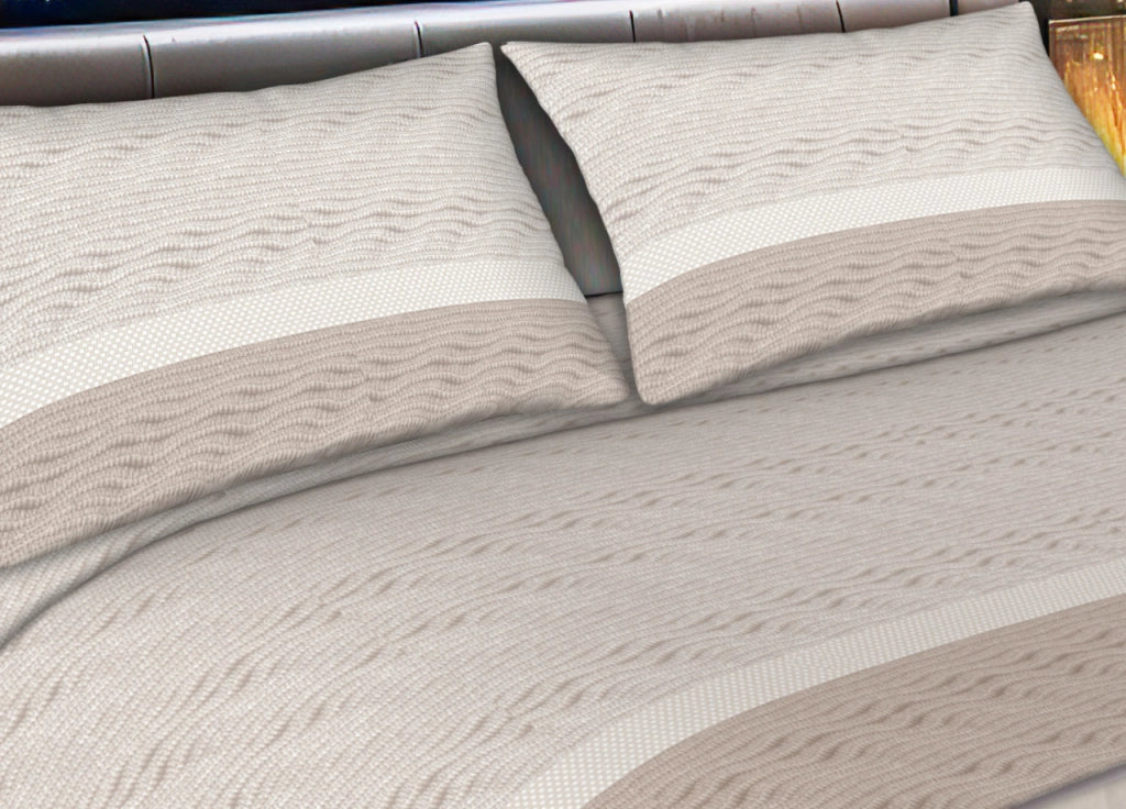 Completo Lenzuola In Morbida Flanella Made Italy Disegno Lane C.N - 1 Piazza E Mezza - Beige