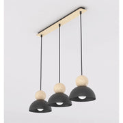 Lampada a sospensione KAKI in acciaio nero e legno