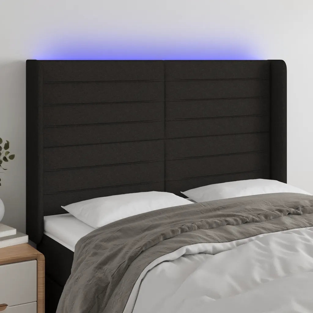 Testiera a LED-Testata con LED Nera 147x16x118/128 cm in Tessuto 863547