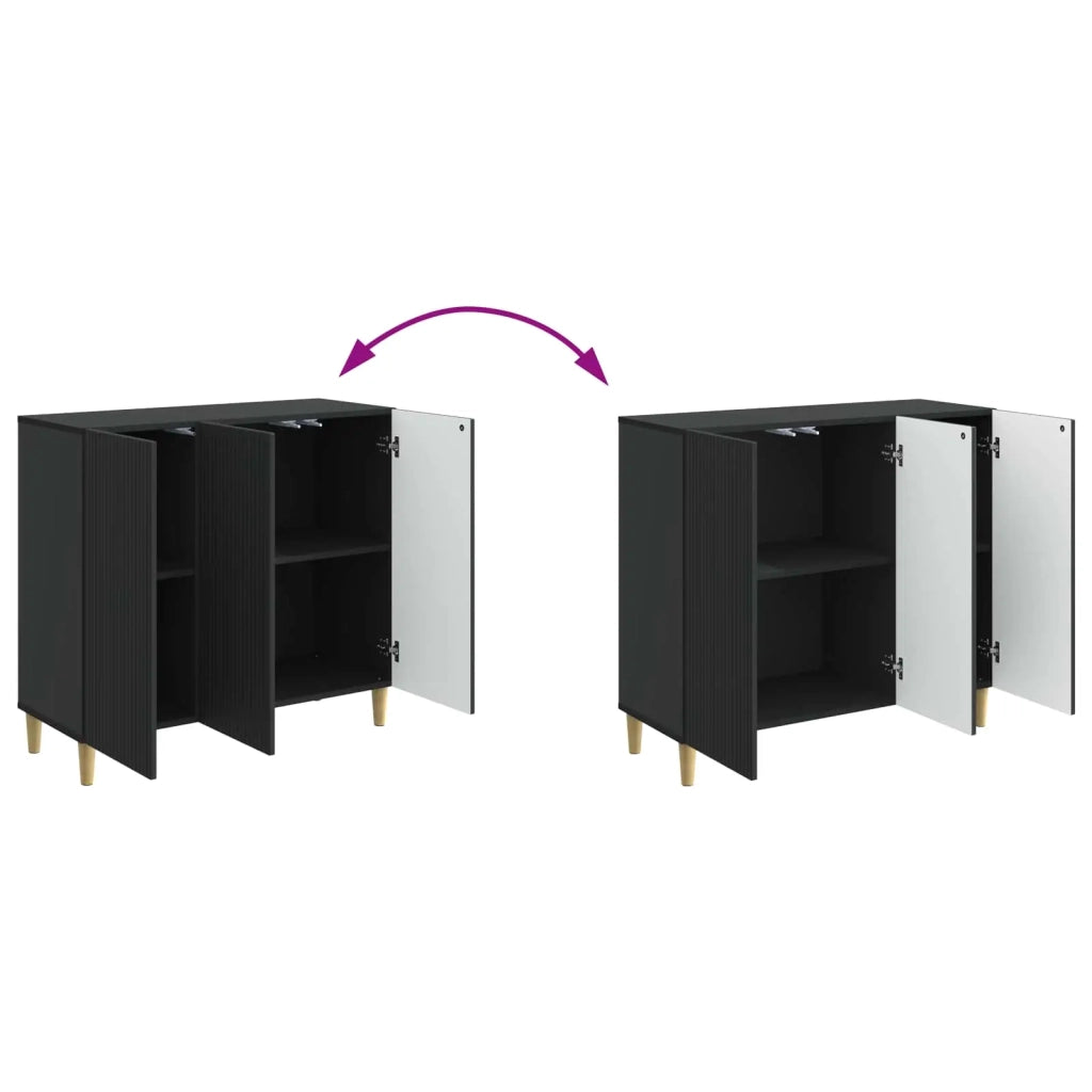 Credenza | Madia | Buffet da pranzo | Armadio da pranzo Nero 89 x 34,5 x 80 cm Legno ingegnerizzato