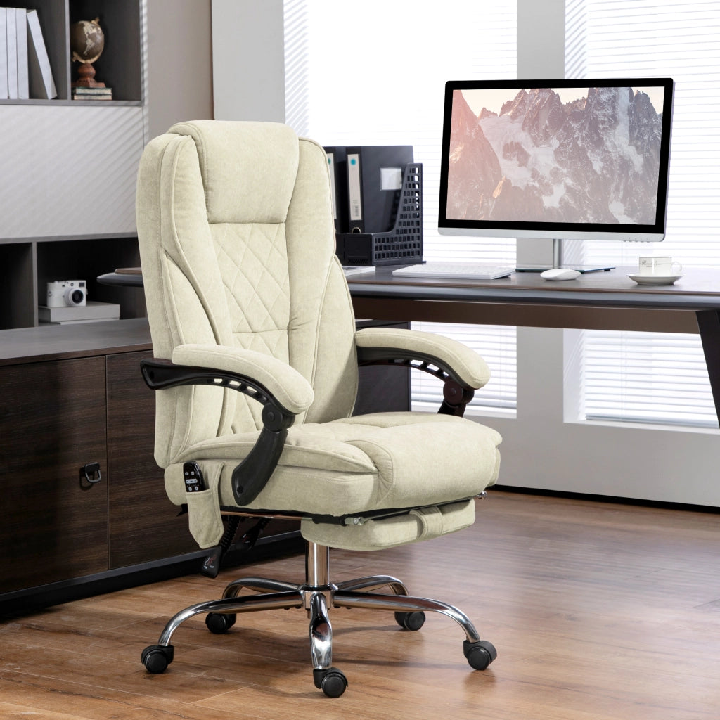 Poltrona massaggiante elettrica per ufficio con schienale reclinabile e poggiapiedi ¨C zephmum ¨C Beige