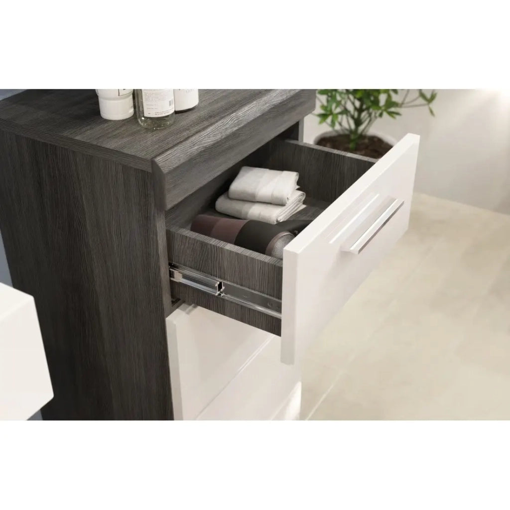 Set bagno SCOTT - Mobile sotto lavabo, colonna, 2 mezze colonne e specchio