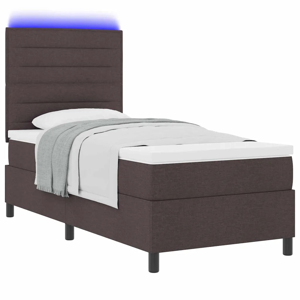 Letto a molle con materasso Marrone scuro 90 x 190 cm Tessuto 3342756