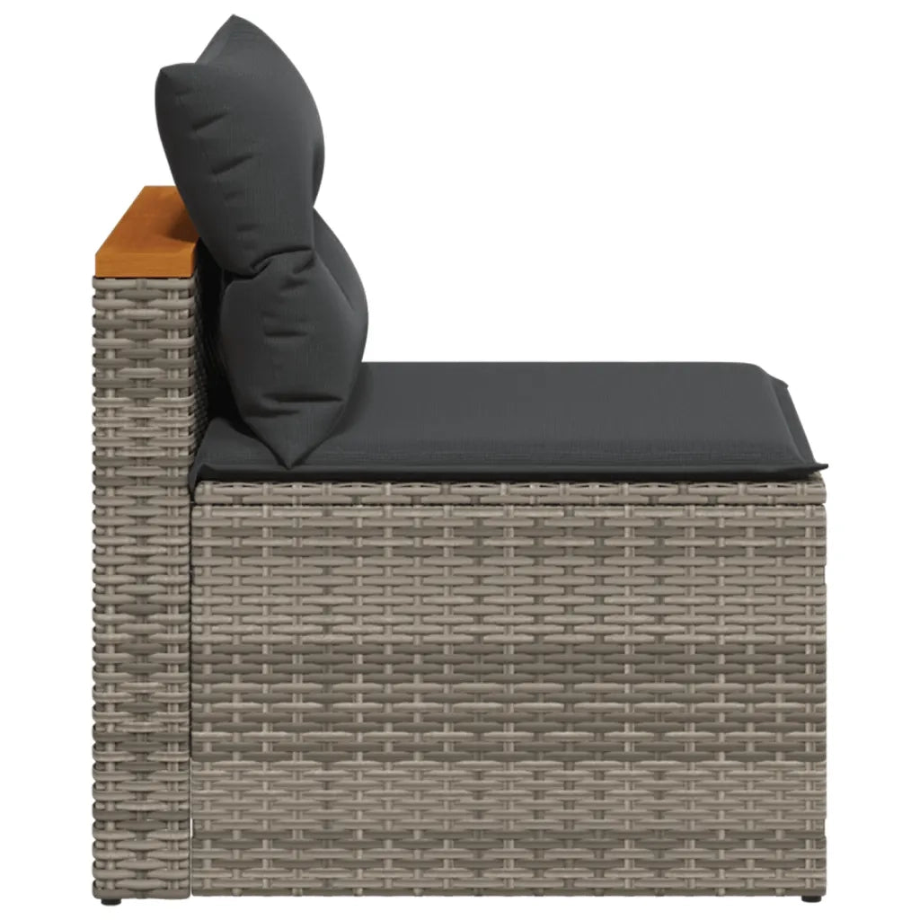 Divani Giardino Senza Braccioli con Cuscini 2 Grigi Polyrattan 365833