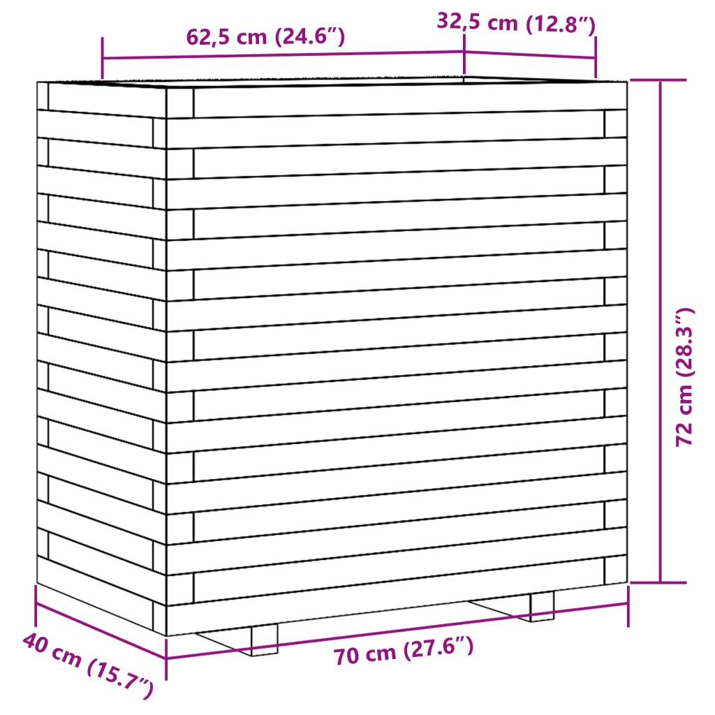 Fioriera Giardino Marrone Cera 70x40x72 cm Legno Massello Pino 3282631