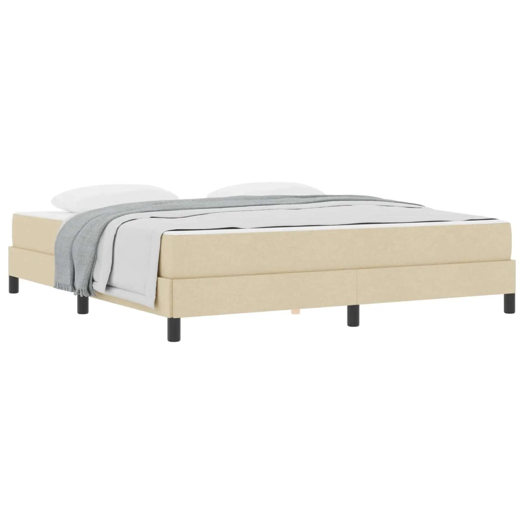 Letto a molle con materasso Crema 180 x 200 cm Tessuto