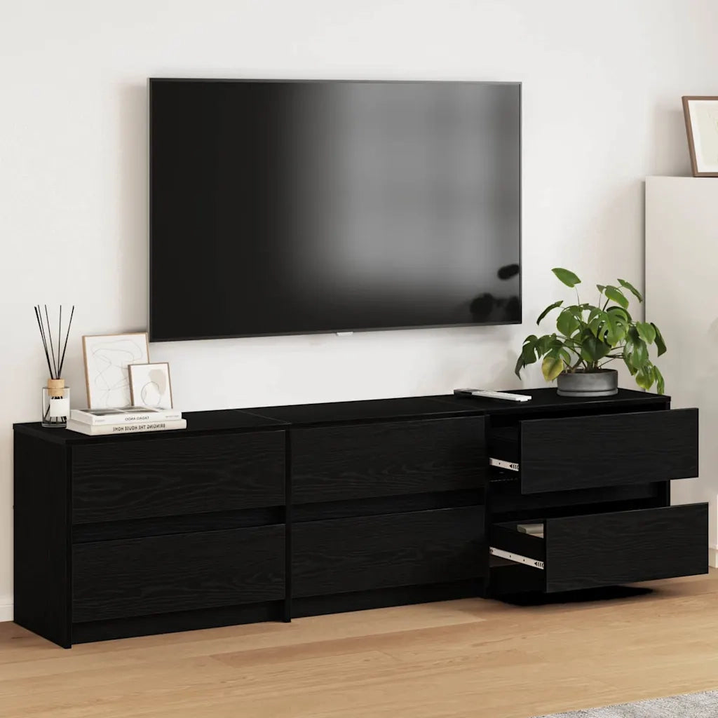 Unità TV 2 pcs Rovere Nero 180 x 34 x 50 cm Legno multistrato