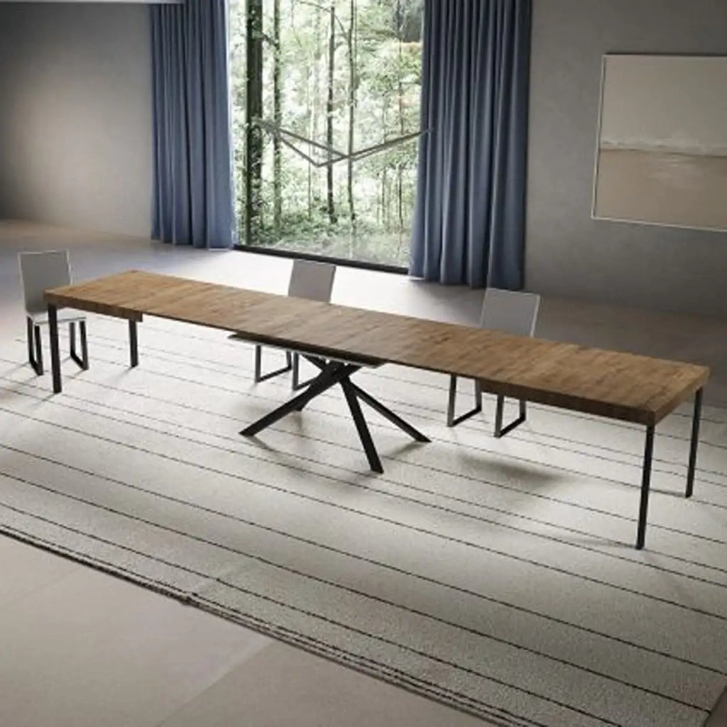 Tavolo allungabile 180/440x90 cm Niket colore noce gambe antracite