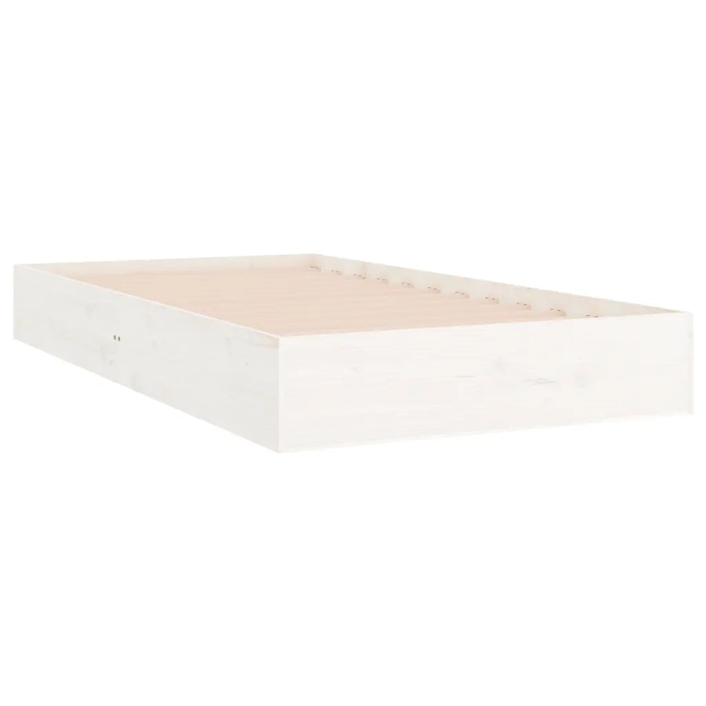 Letto singolo | Letto per adulti | Giroletto Bianco in Legno Massello 90x200 cm