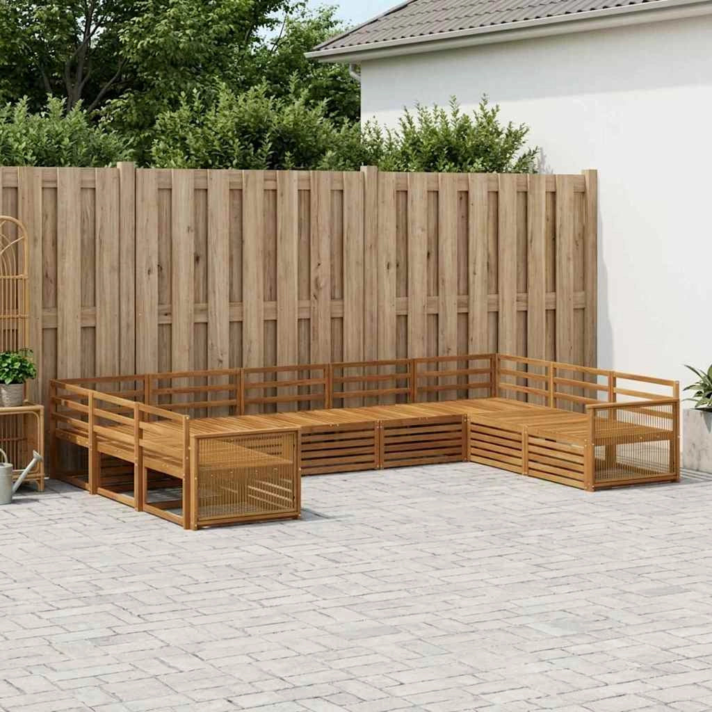 Set di divani da esterno 9 pz Naturale Legno di Acacia Massello 3383837