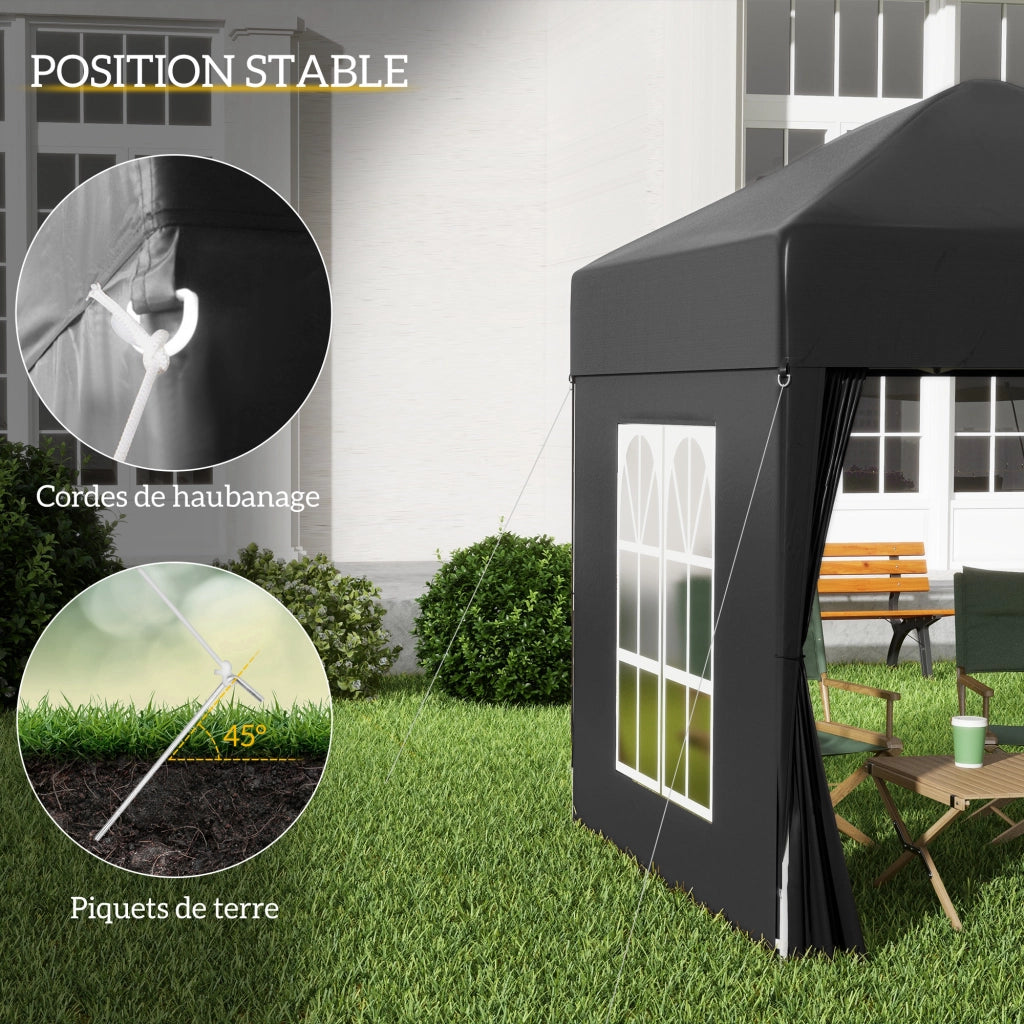 Tendone da giardino pieghevole regolabile in altezza protezione UV ¨C Zephmum ¨C 200x200x200 cm nero