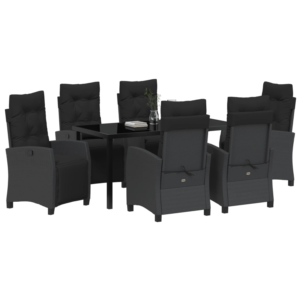 Set di Mobili da Giardino 7 Pezzi in Rattan Poligonale Nero