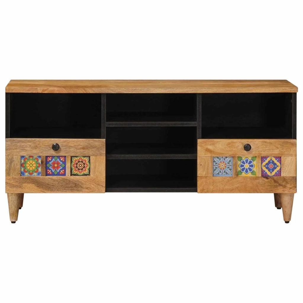 Mobile TV Naturale 100 x 33 x 46 cm Legno di mango massello
