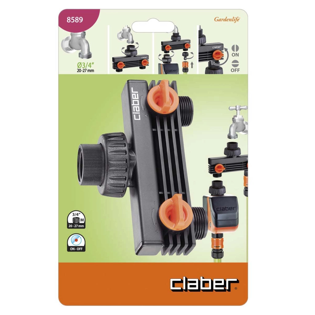 PRESA A RUBINETTO + 2 INNESTI FILETTATI CLABER  3/4F SELF 8589
