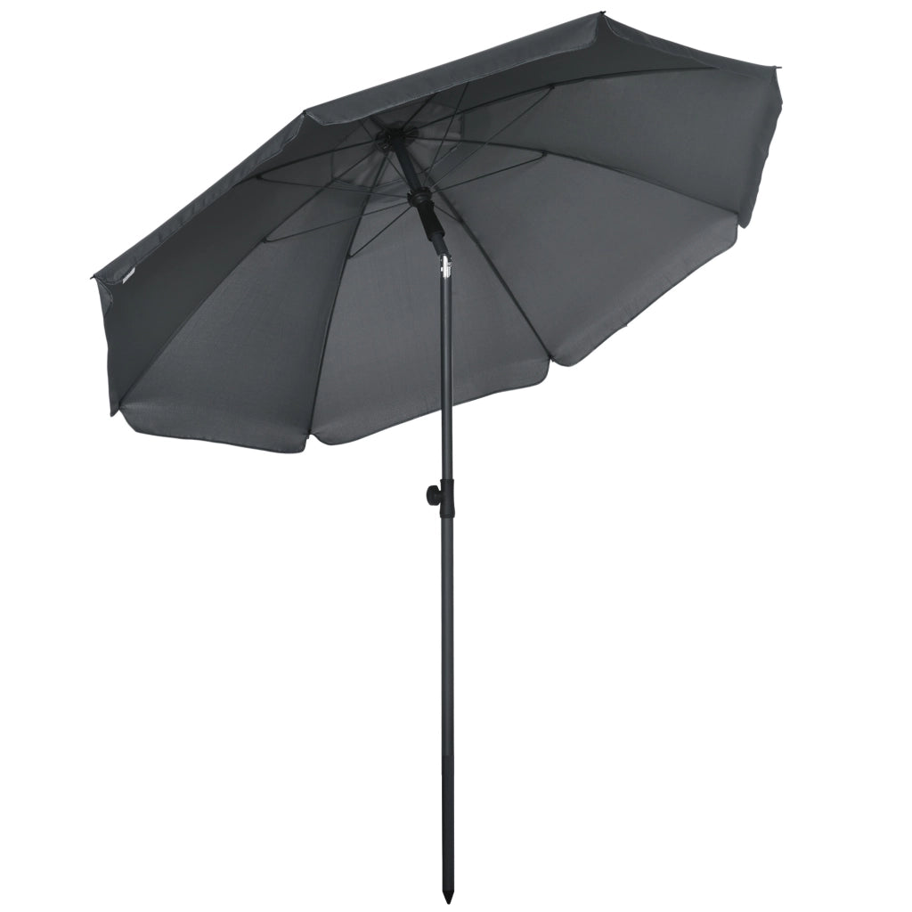 EasyComfort Ombrellone da Spiaggia 1.8x2 m, in Poliestere e Acciaio a 8 Stecche con Reclinazione a 45°, Grigio