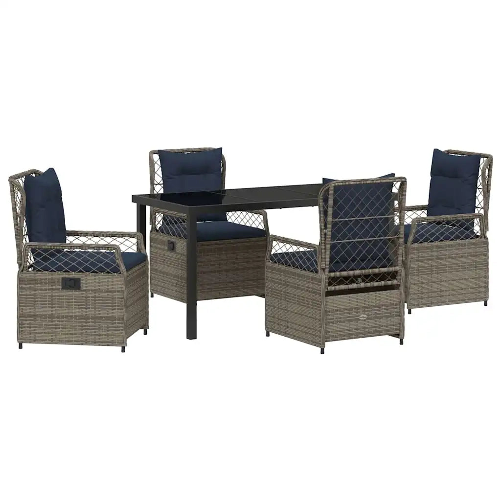 Set da Pranzo per Giardino 5 pcs Grigio polyrattan 3381053