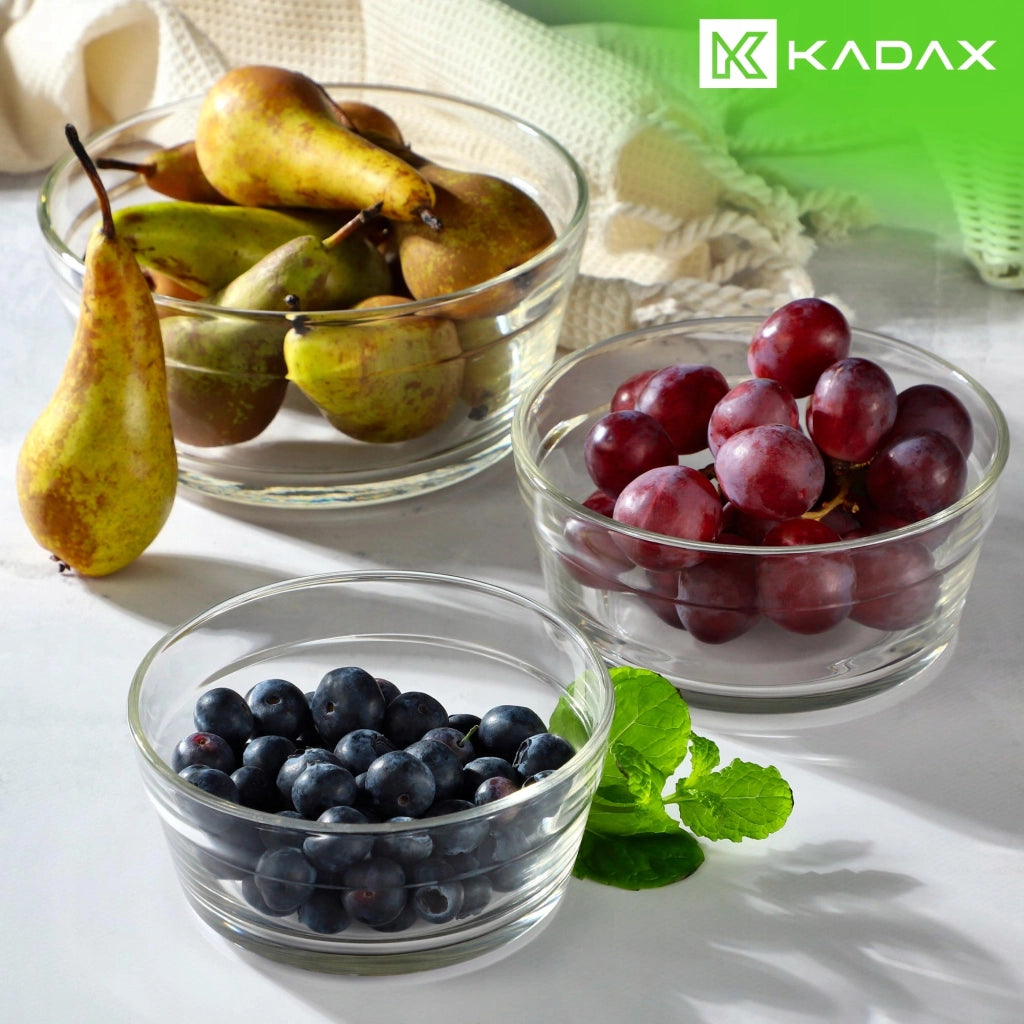 Ciotola in vetro KADAX per insalata, snack, insalata e frutta, 14 cm, set da 2, rotonda